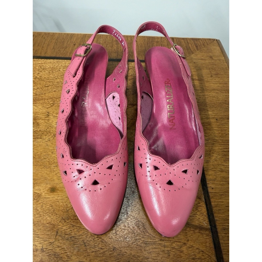 Vtg 80s Naturalizer Women's 5.5 Pink Low Wedge Heels Shoes Colorful Barbiecore
